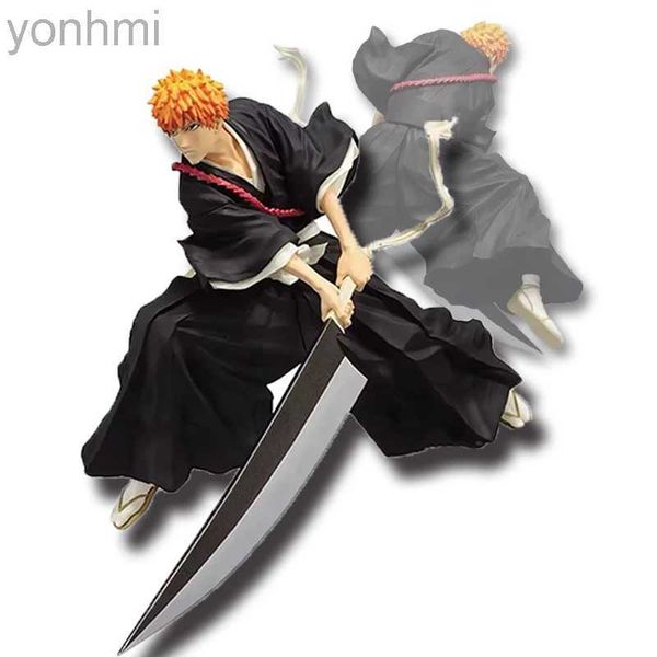 Anime Manga 17cm Anime Bleichmittel Kurosaki Ichigo Modellmesser Schwingung Haltung Spielzeugseelenschneide Messer Sammlung Action Figur Japanische Puppen 240413