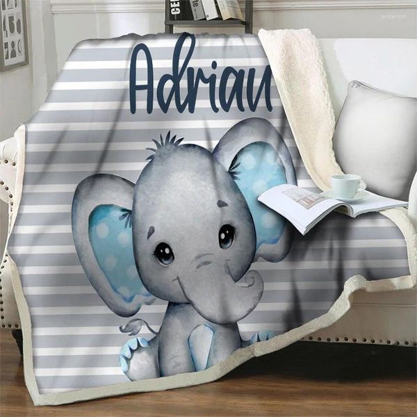 Decken Cartoon süßer Elefant 3D Decke Tierdruck Plüschwurf für Betten Sofa Stuhl tragbare Reise Picknick Quilts Nickerchenabdeckung