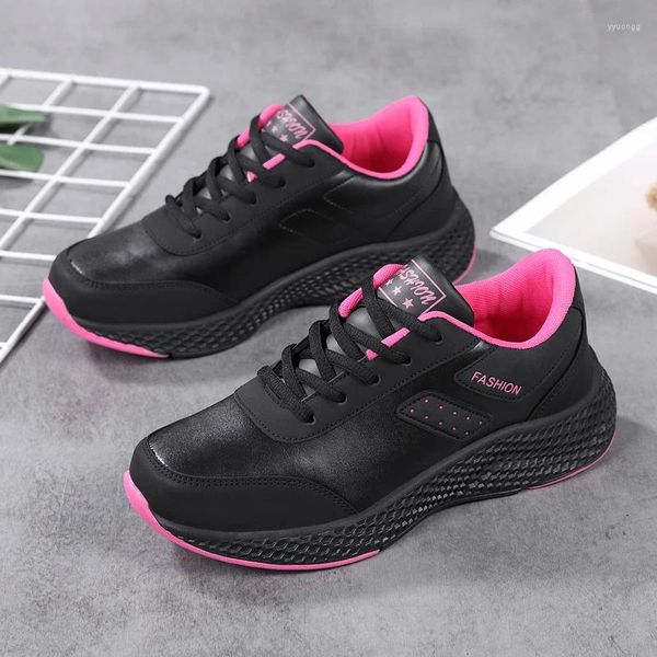 Sapatos casuais Luxo Mulheres da moda Spring Autumn Outdoor Running Sneakers Black Lady Athletic Fitness confortável andando jogging