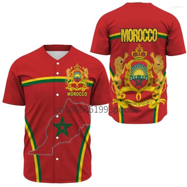 Camisas casuais masculinas Marrocos Flag Active Bandel