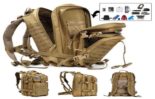 50 л. Мужская армия Тактическая большая рюкзак водонепроницаемые спортивные походные походные походы на охоту на 3D Rucksack Sacks для Men9765091