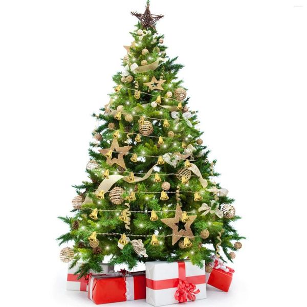 Dekorative Figuren Weihnachtsbaum Anhänger Hängende Glocke und Schnurkette Ornament (golden)