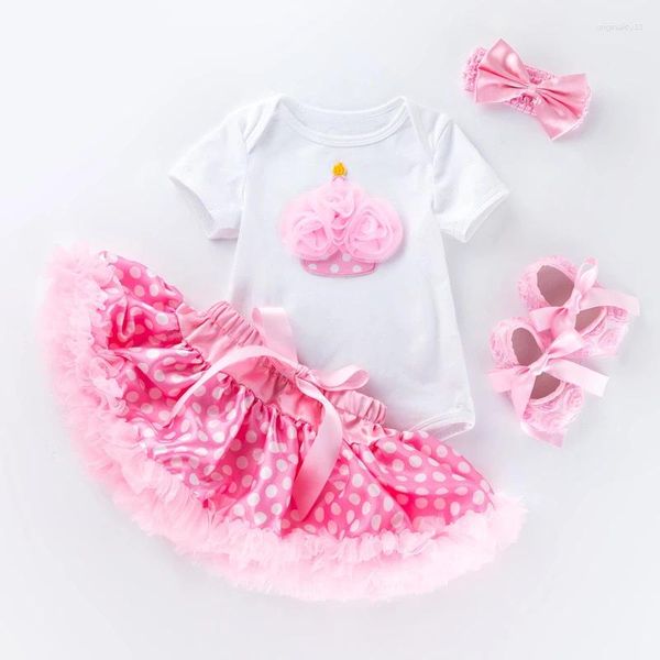 Roupas Conjuntos de roupas Vestido de macacão de menina de verão Princesa infantil macacão tule tulle tutu saias sapatos de flor bandeira para roupas nascidas presentes