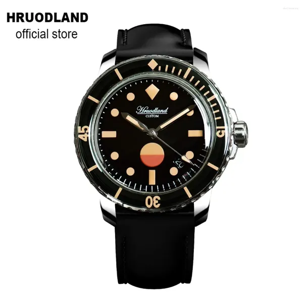 Armbanduhren Hruodland Retro 50-Faden-Uhren für Männer Tauchen SW200 Bewegung Automatisch mechanische Saphirkristallkeramikring 200m Uhr