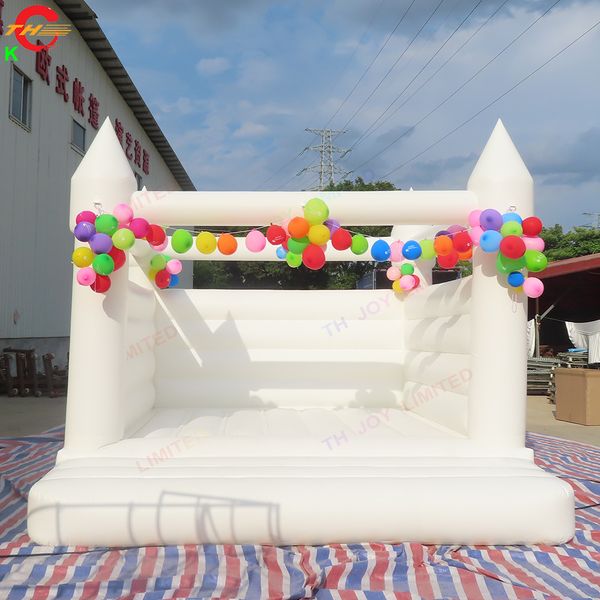 4,5 mlx4,5 mwx3mh (15x15x10ft) Lager !!Outdoor -Aktivitäten kommerzielle weiße Hochzeit Bounce House Geburtstagsfeier aufblasbarer Springer Bouncy Castle zu verkaufen