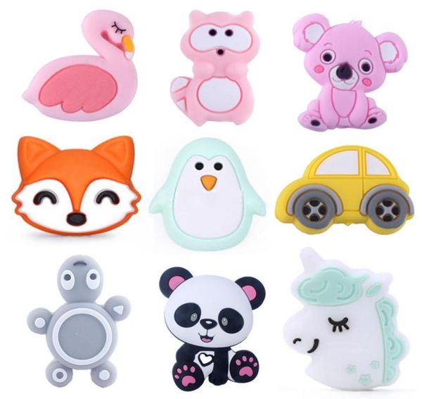 49 Stili da 3 cm perle di silicone per bighette per bambini Accessori per la collana per bambini BPA BPA Animal Toddler Teether M19603842183