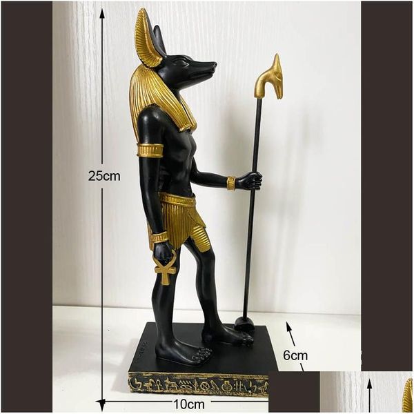 Oggetti decorativi Figurine antichi dio egiziano Anubi di Underworld da parte di Ankh Altare Guardian Scale da collezione statua figurina f dhz8j