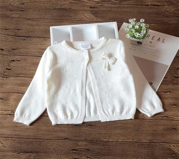 Abbigliamento per ragazze bianche primaverile 100 cotton cardigan maglione per bambini per bambini abiti per 1 2 3 4 5 anni 185061 211104249G4030931