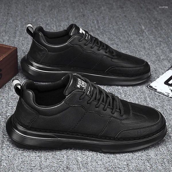 Casual Shoes Herren 2024 Black Board Trend All-Match Dick-Soled Sport Leder Trendy