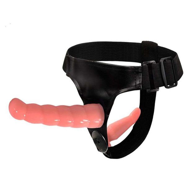 Strapon Double Realistic Dildo Anal Ultra Elastic Cabla Cintura sulla cinghia sul pene ANUS giocattoli sexy per adulti per donna lesbica