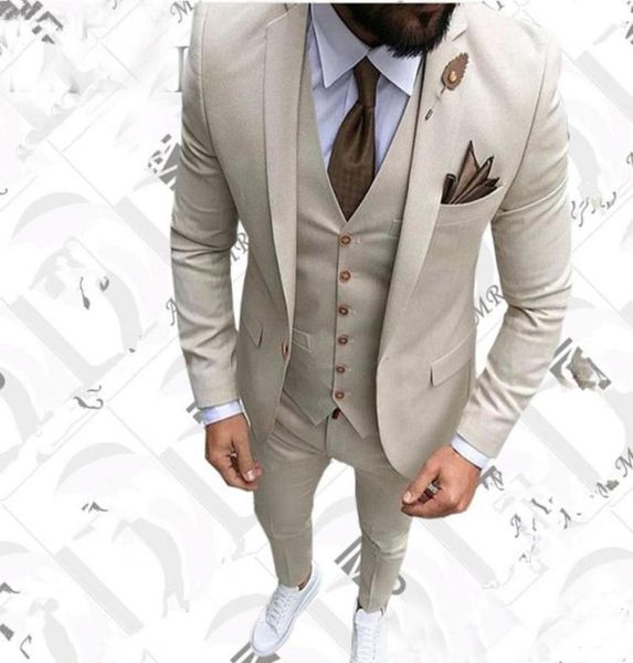 Designer Kakhi One Button Mens Suits Slim Fit Vent Groomsmen Tuxedos de casamento para homens Acelerava o lapela do baile de negócios JacketPant4476730