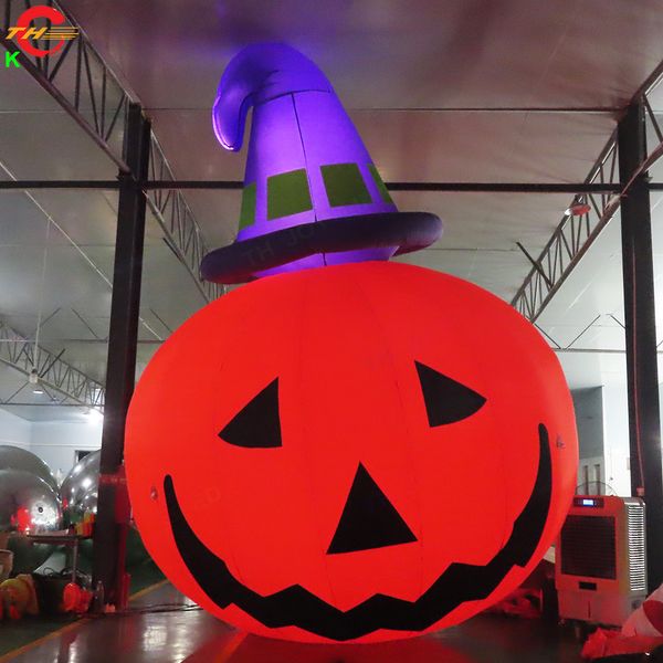 8mh (26 pés) Com o navio livre de portas de soprador de atividades ao ar livre gigante de Halloween Pumpkin Inflable com iluminação para decoração de quintal