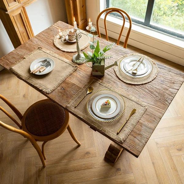 Tavolo tavolino tavolino tavolino tampone vintage piastremate di biancheria pastorale rotonde rettangolare frangia cuscinetti decorazioni da pranzo