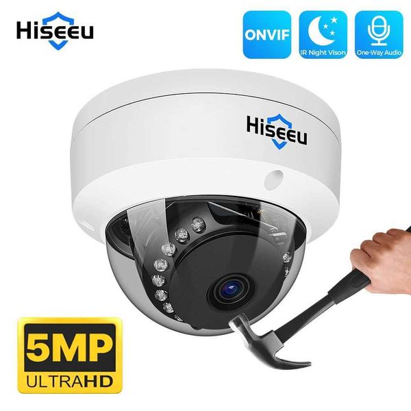 Câmeras IP HisEeu 4K 5MP 8MP Dome Poe IP Câmera IP Sistema de vigilância de proteção à prova de face à prova de explosão CCTV 240413