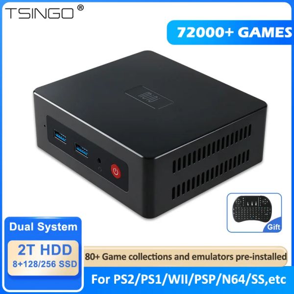 Consoles Tsingo Retro Super Console GK Mini Win11+Batocera 72000+Jogos 80+Emuladores com 2,4g/5.8g WiFi 4K Plug e Play for PS2/Wii/WiiU