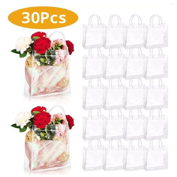 Wrap regalo 30pcs sacche di plastica trasparente Halloween Shopping natalizio al dettaglio trasparente in PVC tote bag riutilizzabile