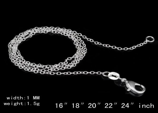 925 Colar de prata esterlina Rolo Quot O Quot Chain Colares Jóias 1mm 16039039 24039039 925 Silver DIY Chai1056278