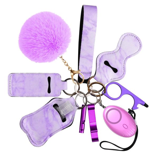 Ringe 10 in 1 Alarm persönlicher Schlüsselbund Selbstverteidigung Alarm Keychain Sicherheitsschutz Sicherheit Alarmschlüssel Ring für Kinder Girls