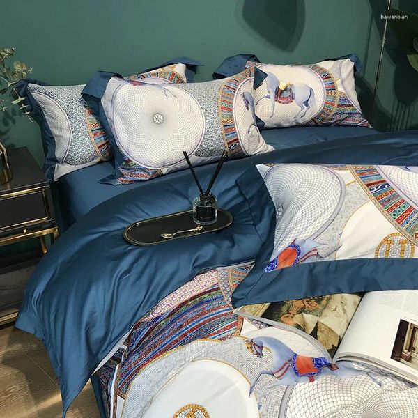 Set di biancheria da letto casa da letto da letto di lusso 1000tc set di cotone egiziano set di biancheria piumino satinata morbida bianche