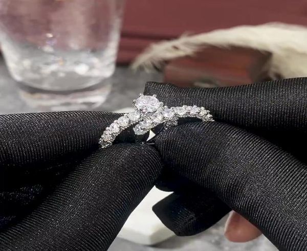 Anel de noivado de casamento de Caoshi Conjunto de jóias banhadas por jóias zircon zirconia stone rings casal5759254