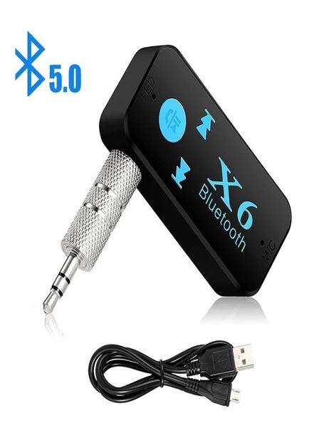 X6 Bluetooth Transmissor Adaptador de carro Receptor O Mini Aux AUX USB 3,5mm Jack Handsfree Car Kit3678172