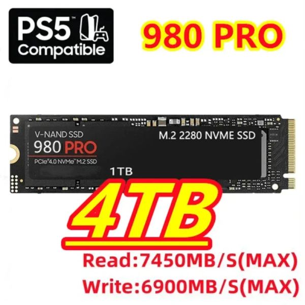 Boxs совершенно новый 980 Pro SSD 1TB 2TB 4TB NVME PCIE 4.0 M.2 2280 7450MB/S Внутренний SSD Drive для PS5 PlayStation5 Laptop Gaming PC