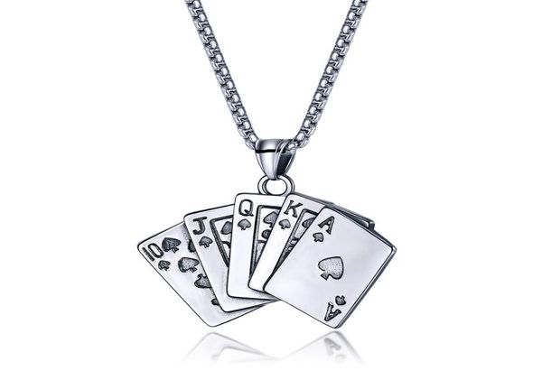 Poker -Spielkarte Charme Halskette im personalisierten Kartenspiel aus rostfreiem Stahl Halskette Initiale Halskette Royal Flush Poker4476724