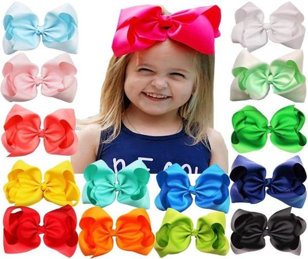 15шт 8 -дюймовые ленты Grosgrain Bows Alligator Hair Clips Girls Big Big Hair Bows Clips Hair Accessories для подростков детей малышей LJ1204839