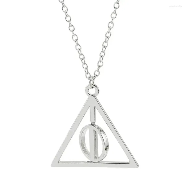 Colares pendentes Moda Material Hallows Magic Triangle Rotativo Colar Golden Golden Girling Jewelry