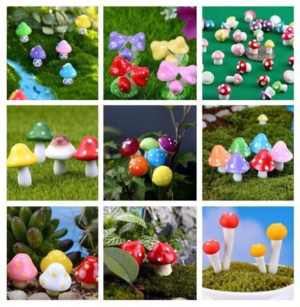 Mini a funghi colorati artificiali Miniature fate da giardino gnoma decorazione di terrarium artigianato di plastica decorazioni per la casa bonsai per fai -da -te Zakk5534581