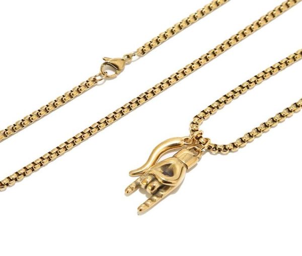 Colares pendentes Portafortuna italiana Hand Horn Anti Evil Good Luck Protection Double Amulet Charms Chain Chain Colar Stai5482914