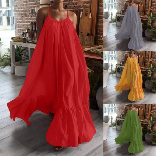 Vestidos de festa Mulheres de verão Camisole Maxi Spaghetti Casual Strap Solhe