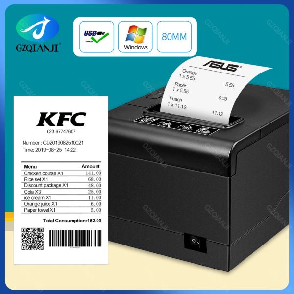 Принтеры 80 мм Wi -Fi Bluetooth Thermal Cempipt Pos Printer с автозарезом для кухни USB/Ethernet Port Suppor