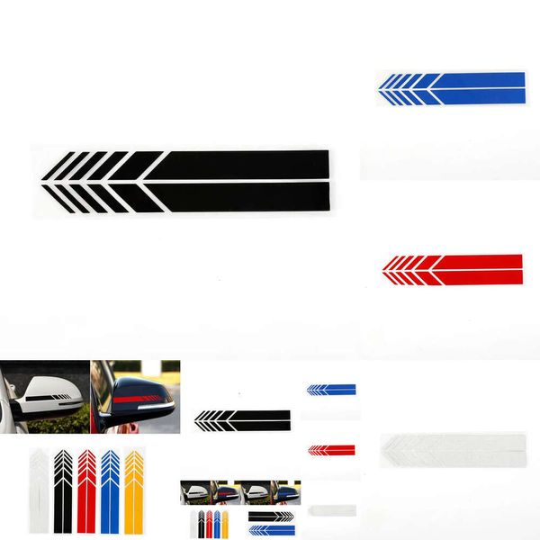 Yeni 2pcs/Set Universal Solmayan Moda Renk Stripe Sticker Yarış Şeritleri Yan Dik Görünüm Ayna Dekor Dekor Etiket Araç