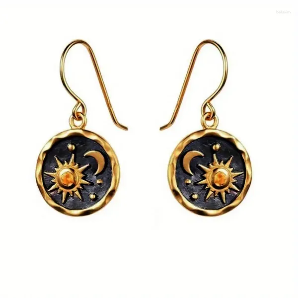 Brincos dangle Summer Bohemian Vintage Pingente Colar para Women Sun Moon Jewelry Feminino Acessórios