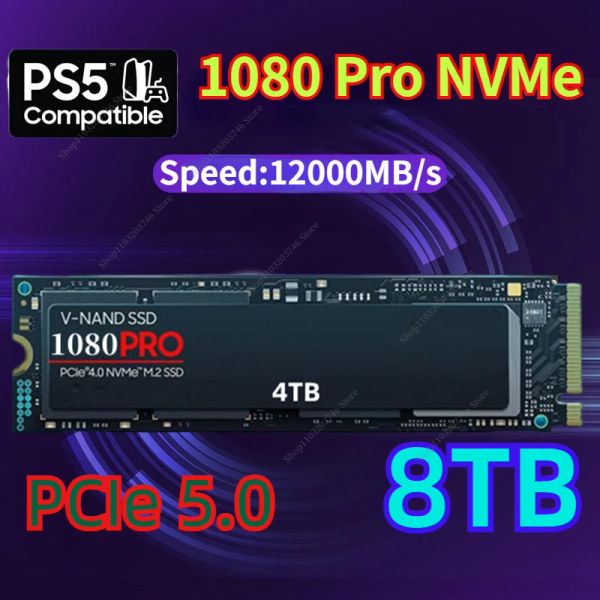 Caixas 2024 Marca original SSD 1080PRO 8TB 4TB 2TB M.2 2280 PCIE 5.0 NVME LEIA 12000MB/S DISCO DE ESTADO SOLID