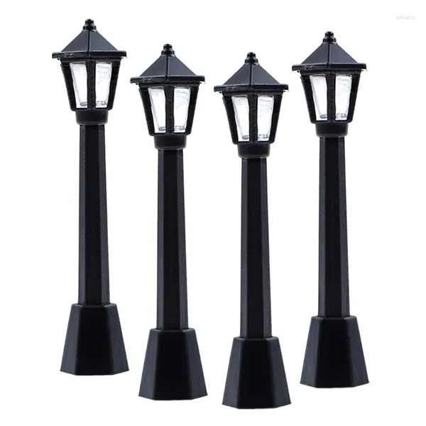 Dekorative Figuren 4PCS/Set Mini Straßenlaternen Dekoration Süßes Puppenhaus Model Spielzeugbahnzug Lampe für Micro Garden Landscape Yard