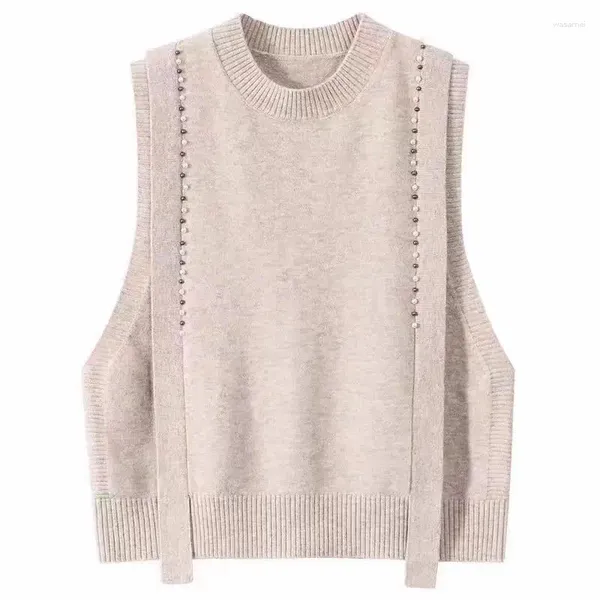 Kadın Yelekler Örme Sweaters Kadın Moda Sonbahar Kış Kış Kazak Yelek Outcoat O-Neck Kolej Tarzı Sokak Giyim Örgü Yelek Kazak R286