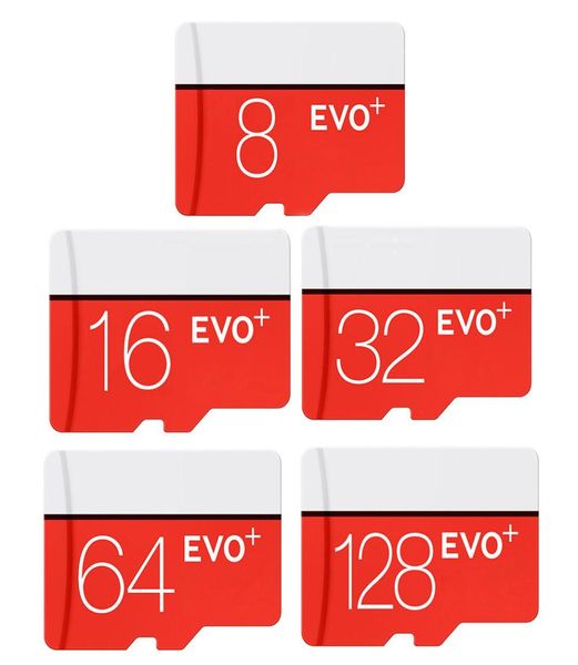 2019 White Red Evo mais 256 GB 128 GB 64GB 32GB 16GB 90MBS TF Flash Memory Card Class 10 com pacote de bolhas de adaptador SD com 4099624