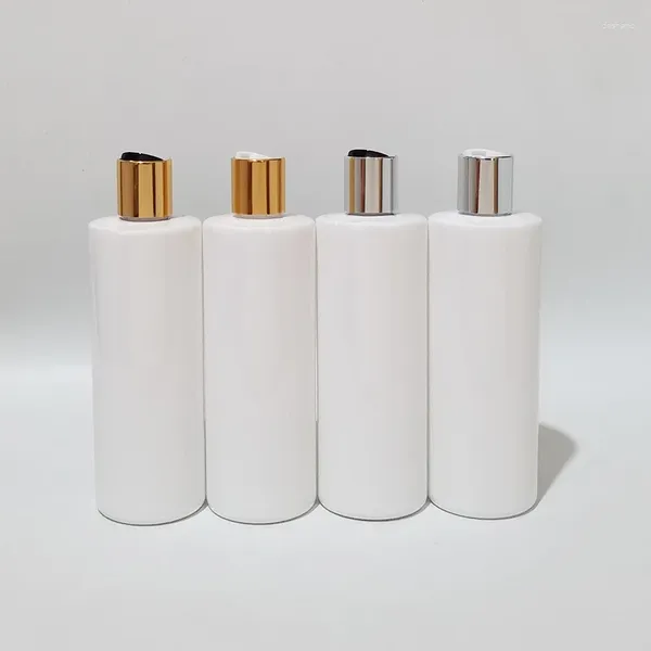 Bottiglie di stoccaggio 20pcs da 350 ml bottiglia di crema di lozione in plastica bianca con contenitore per animali domestici in alluminio oro per la cura della pelle imballaggio da viaggio