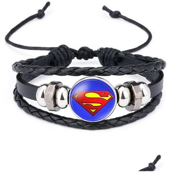 Pulseira Lot/10pcs Filme de atacado Bracelets Superhero Charms Punk Leather Bracelet Jewelry Gift Drop Delivery Dhmyz