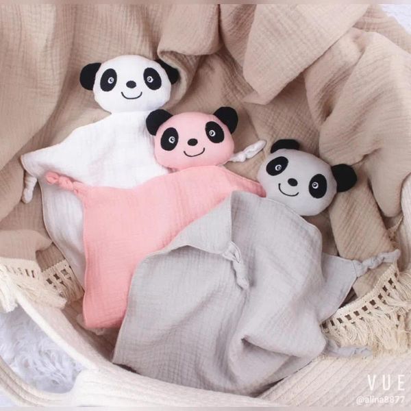 Cobertores Soft Kids Segurança cobertor Panda Baby Cotton Muslin Consolador Aanimal Sleep Toy Soothe Soothe Applease Towel Bibs