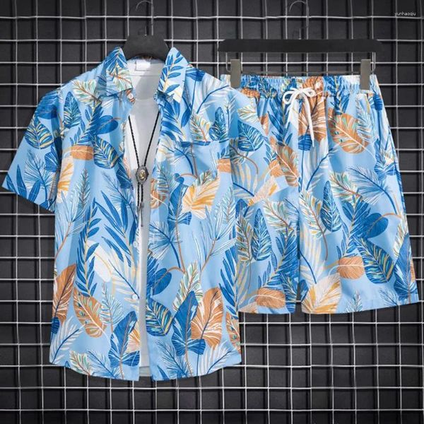 Traccetti da uomo set da spiaggia hawaiano uomini 2 pezzi camicia secca rapida e abbigliamento alla moda per la moda per la stampa di abiti casual estate