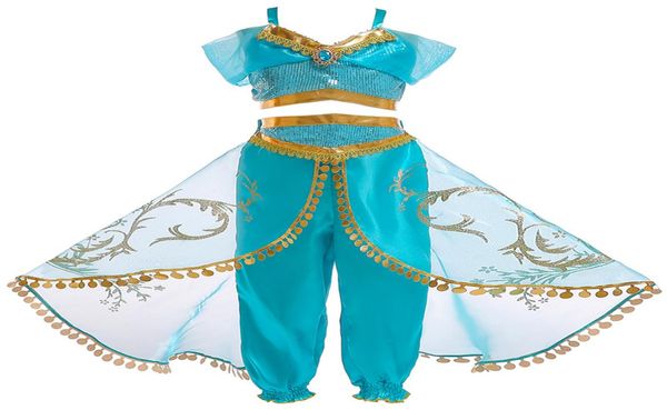 Ragazzini per bambini Jasmine Princess Outfit Bambini Costumi Costume Cartoon Abbigliamento per abiti per bambini C3466789226