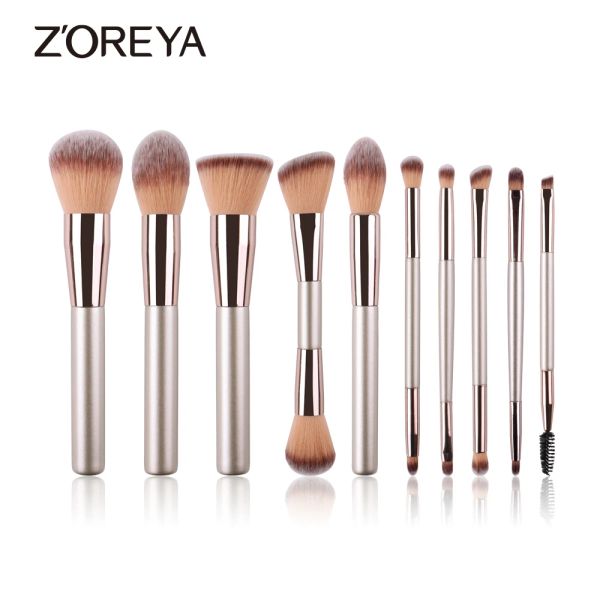 Shadow Zoreya Champagne Makeup Brushes definidos para fundação cosmética em pó de blush sombria Kabuki Blending Makeup Brush Beauty Ferramenta de beleza