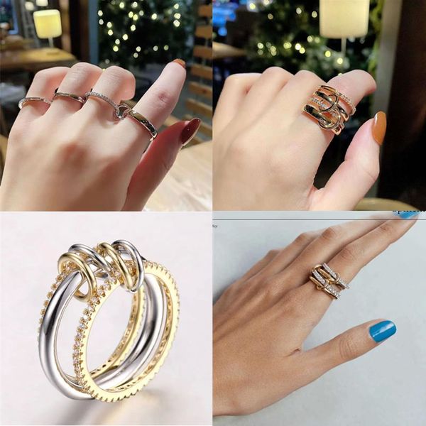 Novo designer Halley Gemini Spinelli Kilcollin Band Rings Brand Brand In Luxury Fine Jewelry Gold 925 Sterling Silver Hydra Linked High Quality Ring Gift Ship Free Ship