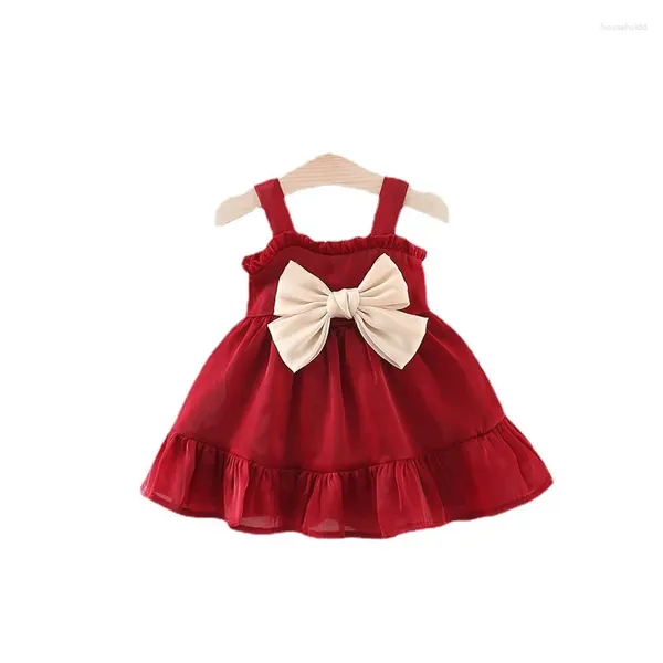 Mädchenkleider Sommer Toodler Infant Kids Girls Big Bowknot Dress ärmellose Prinzessin Party 0-24M Geborene Babykleidung Outfits