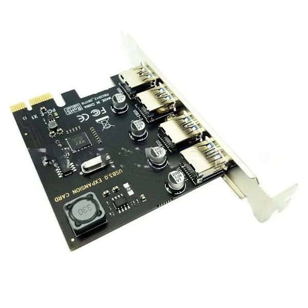 2024 Новый новый 4-й порт USB 3.0 PCI-E Card Card PCI Express PCIE USB 3.0 Адаптер Хаб 4-порт USB3.0 Контроллер USB 3 0 PCI E PCIE