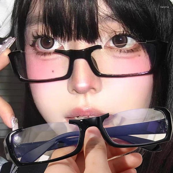 Güneş Gözlüğü Anime Yarım Çerçeve Gözlük Siyah Plastik Rol Yapma gözlükleri Moda Anti Mavi Işık Okuma Cosplay Basit Gözlük