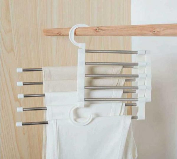 5 Camadas Múltiplas roupas funcionais cabides calças de pano de armazenamento de calça de pano de armazenamento